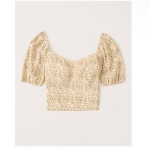 Abercrombie Puff Sleeve Sweetheart Top